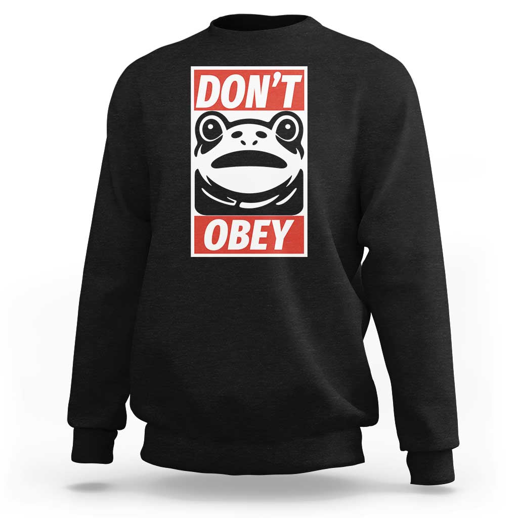 Don't Obey Portland Frog Sweatshirt Protest Parody Poster Graphic - Wonder Print Shop