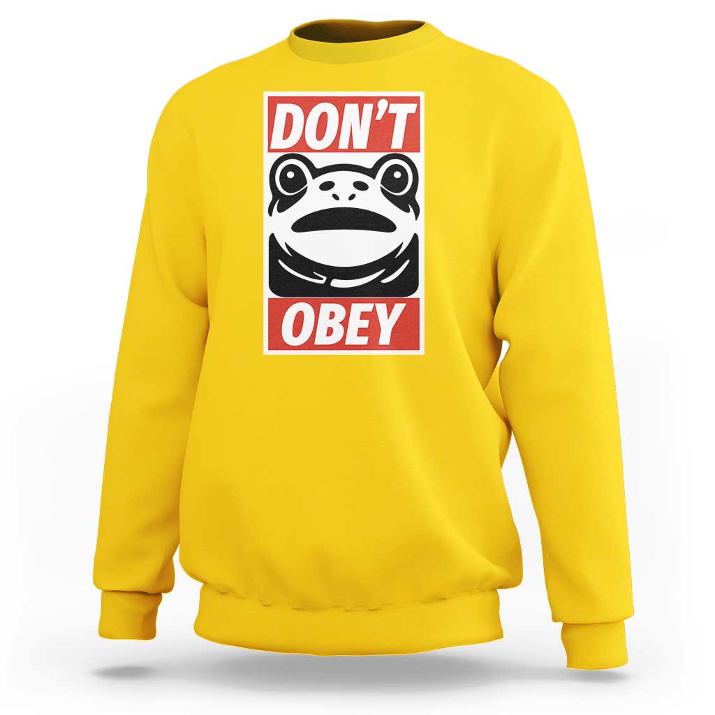 Don't Obey Portland Frog Sweatshirt Protest Parody Poster Graphic - Wonder Print Shop