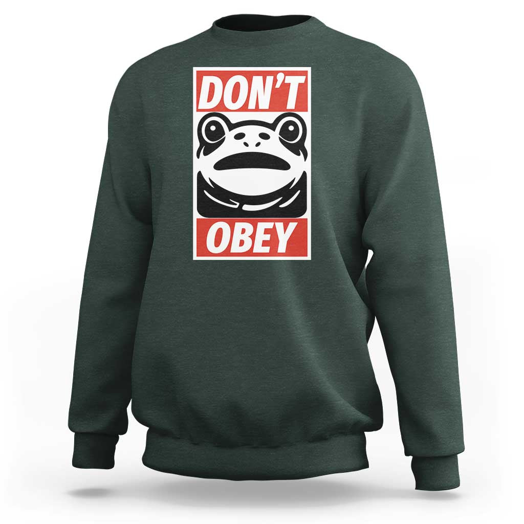 Don't Obey Portland Frog Sweatshirt Protest Parody Poster Graphic - Wonder Print Shop