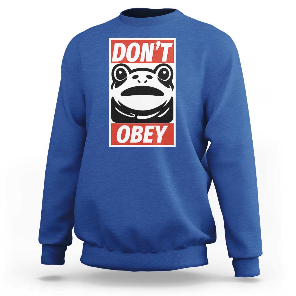 Don't Obey Portland Frog Sweatshirt Protest Parody Poster Graphic - Wonder Print Shop
