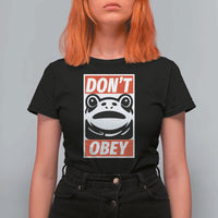 Don't Obey Portland Frog T Shirt For Women Protest Parody Poster Graphic - Wonder Print Shop