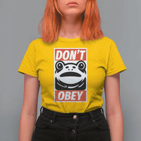 Don't Obey Portland Frog T Shirt For Women Protest Parody Poster Graphic - Wonder Print Shop