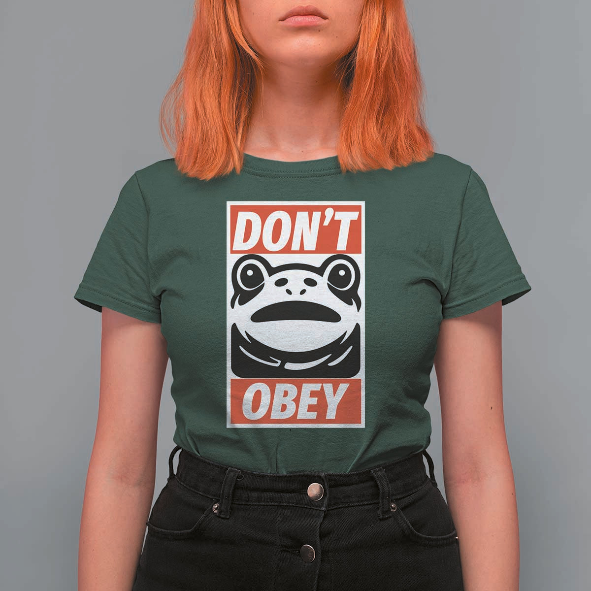 Don't Obey Portland Frog T Shirt For Women Protest Parody Poster Graphic - Wonder Print Shop