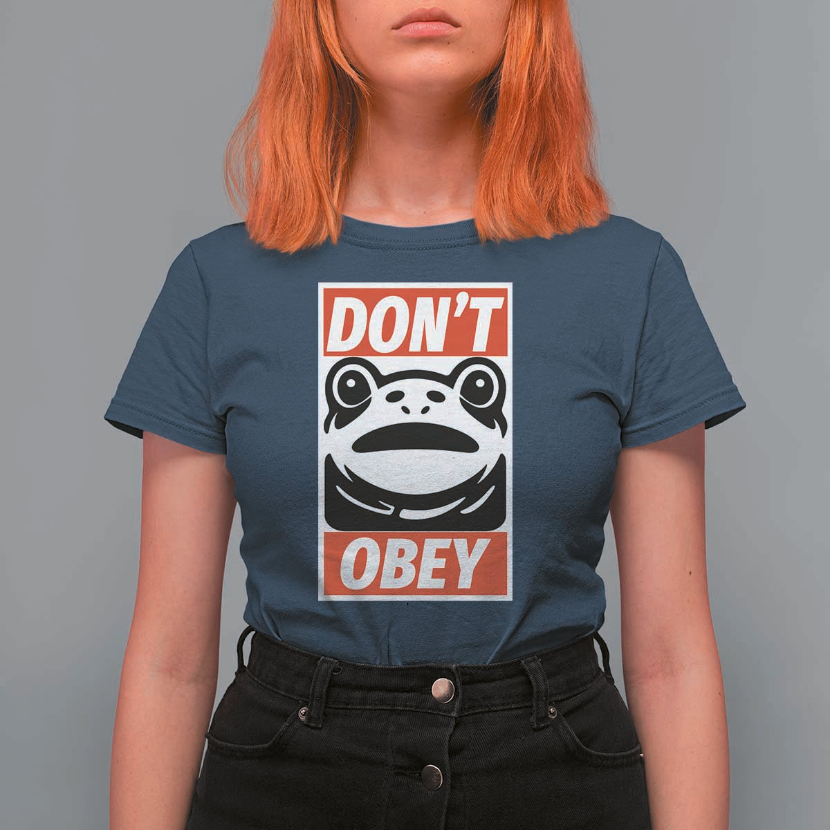 Don't Obey Portland Frog T Shirt For Women Protest Parody Poster Graphic - Wonder Print Shop