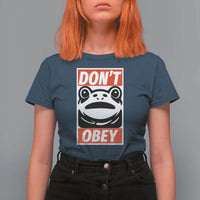 Don't Obey Portland Frog T Shirt For Women Protest Parody Poster Graphic - Wonder Print Shop