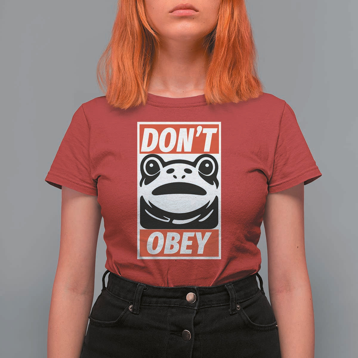 Don't Obey Portland Frog T Shirt For Women Protest Parody Poster Graphic - Wonder Print Shop