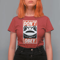 Don't Obey Portland Frog T Shirt For Women Protest Parody Poster Graphic - Wonder Print Shop