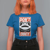 Don't Obey Portland Frog T Shirt For Women Protest Parody Poster Graphic - Wonder Print Shop