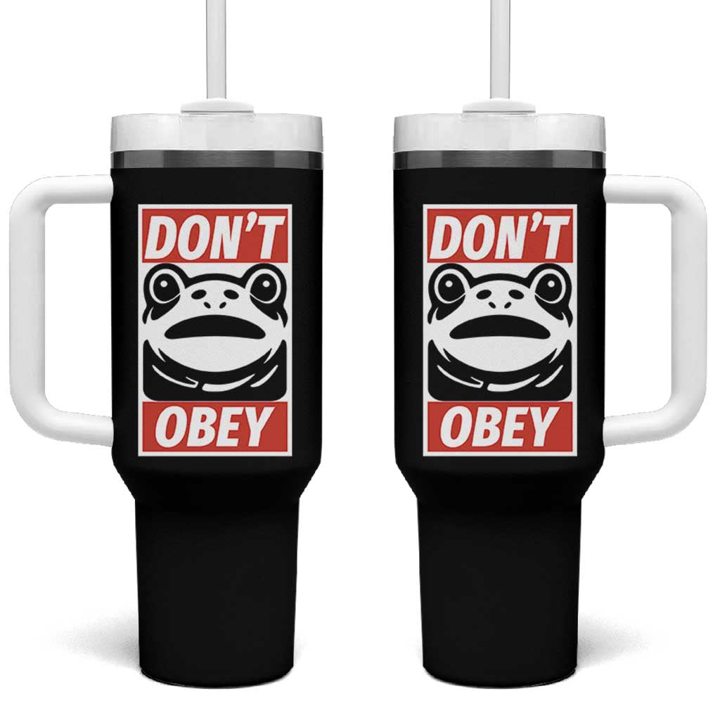 Don't Obey Portland Frog Tumbler With Handle Protest Parody Poster Graphic - Wonder Print Shop