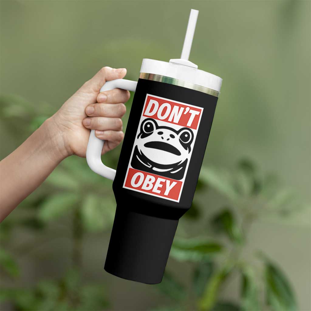 Don't Obey Portland Frog Tumbler With Handle Protest Parody Poster Graphic - Wonder Print Shop