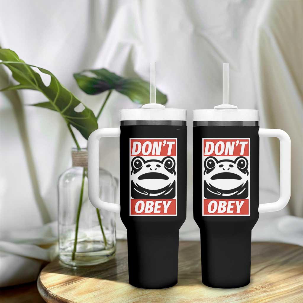 Don't Obey Portland Frog Tumbler With Handle Protest Parody Poster Graphic - Wonder Print Shop