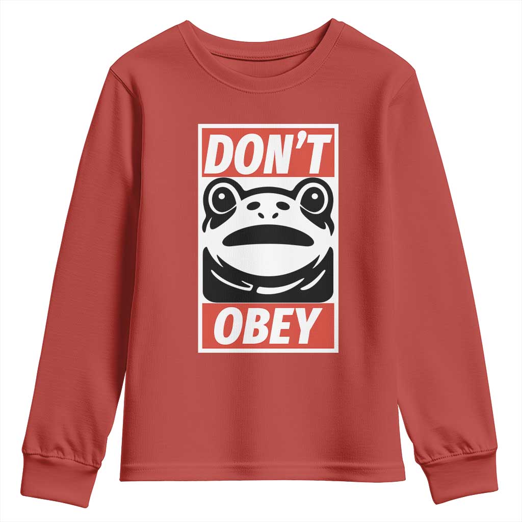 Don't Obey Portland Frog Youth Sweatshirt Protest Parody Poster Graphic - Wonder Print Shop