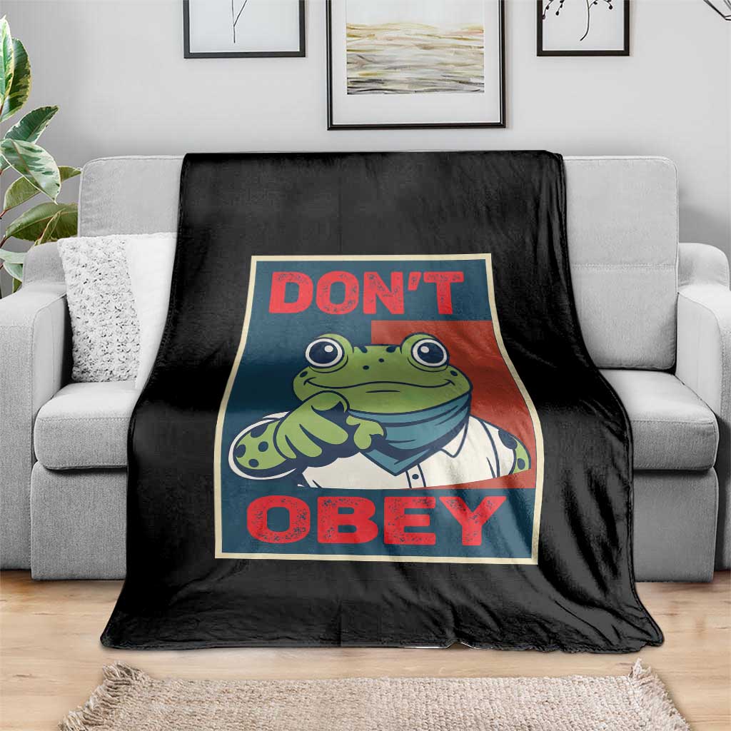 Don't Obey Portland Frog Throw Blanket Frogs Protest Activism Hope Style Poster Graphic - Wonder Print Shop