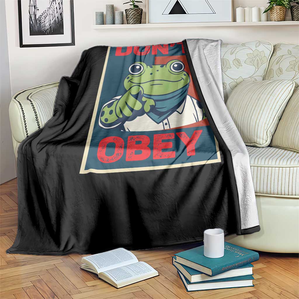 Don't Obey Portland Frog Throw Blanket Frogs Protest Activism Hope Style Poster Graphic - Wonder Print Shop