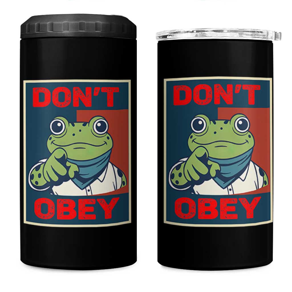 Don't Obey Portland Frog 4 in 1 Can Cooler Tumbler Frogs Protest Activism Hope Style Poster Graphic - Wonder Print Shop