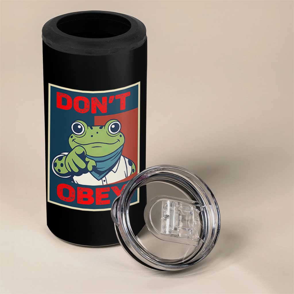 Don't Obey Portland Frog 4 in 1 Can Cooler Tumbler Frogs Protest Activism Hope Style Poster Graphic - Wonder Print Shop