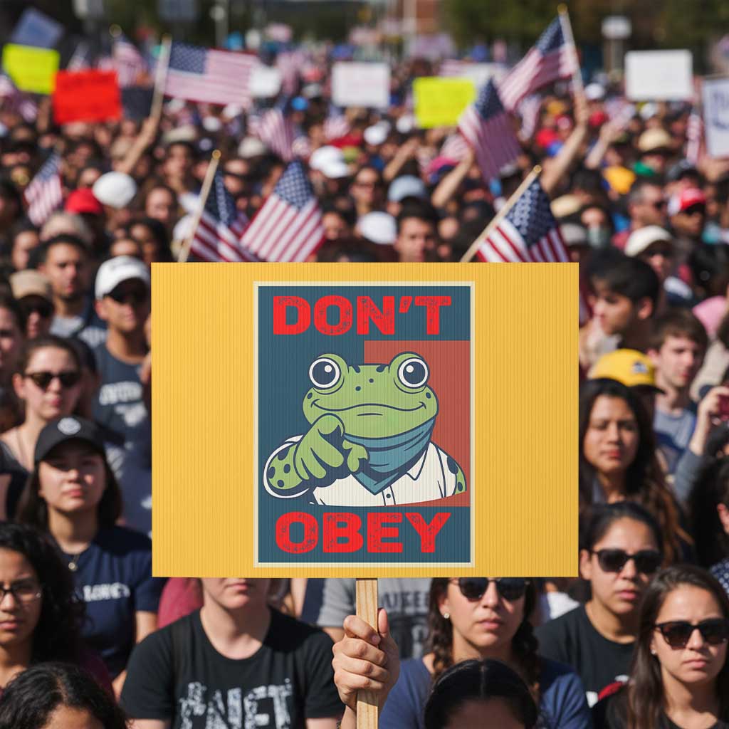 Don't Obey Portland Frog Protest Sign Frogs Protest Activism Hope Style Poster Graphic - Wonder Print Shop