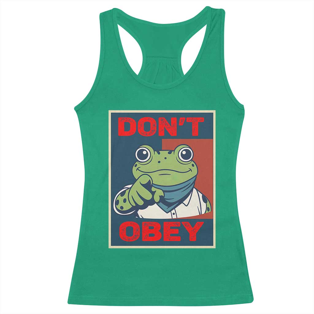 Don't Obey Portland Frog Racerback Tank Top Frogs Protest Activism Hope Style Poster Graphic - Wonder Print Shop