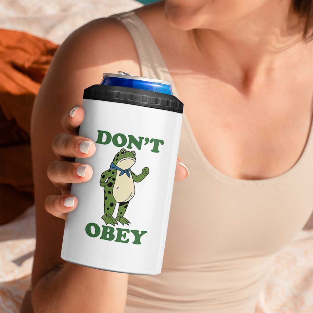 Don't Obey Portland Frog 4 in 1 Can Cooler Tumbler Resist Inflatable Frogs Protest - Wonder Print Shop