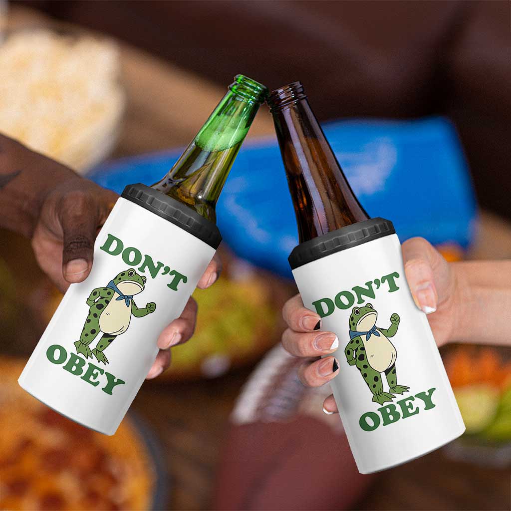 Don't Obey Portland Frog 4 in 1 Can Cooler Tumbler Resist Inflatable Frogs Protest - Wonder Print Shop