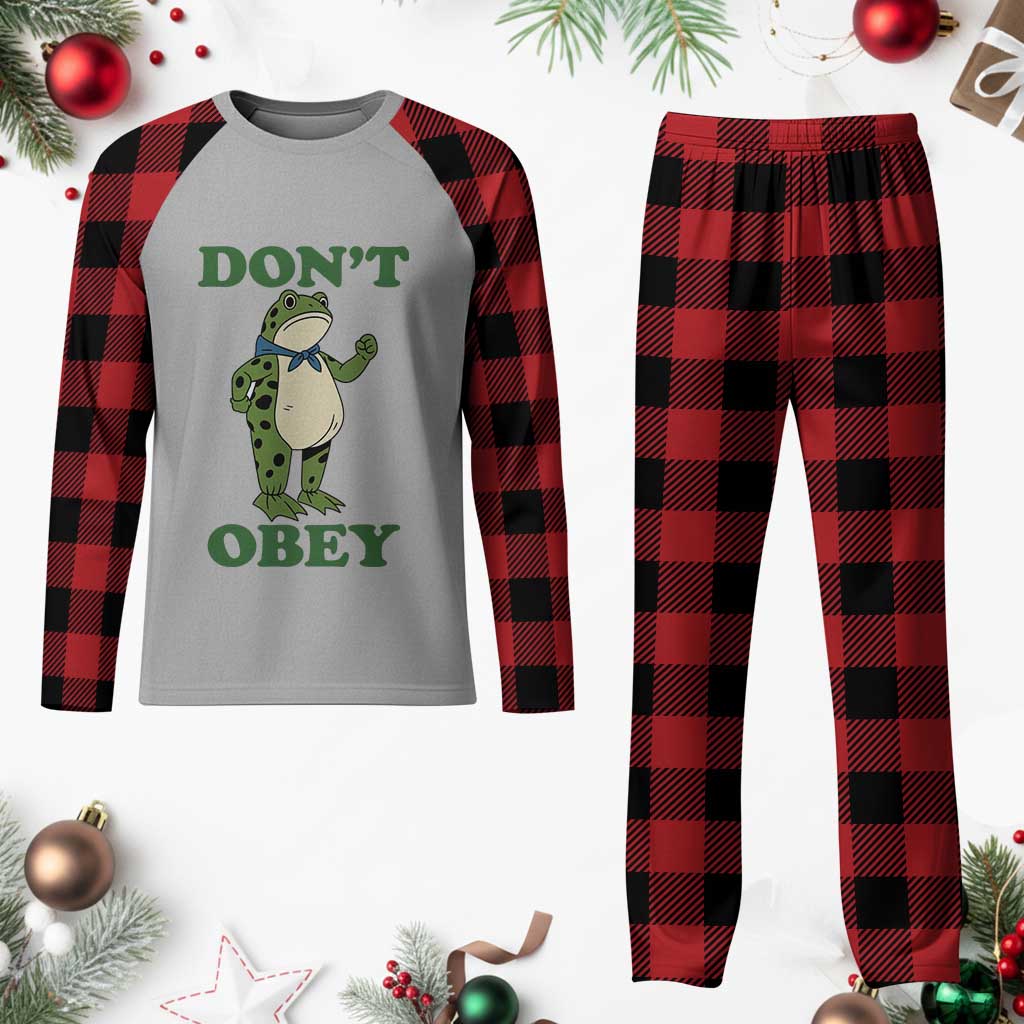 Don't Obey Portland Frog Plaid Pajama Set Resist Inflatable Frogs Protest - Wonder Print Shop