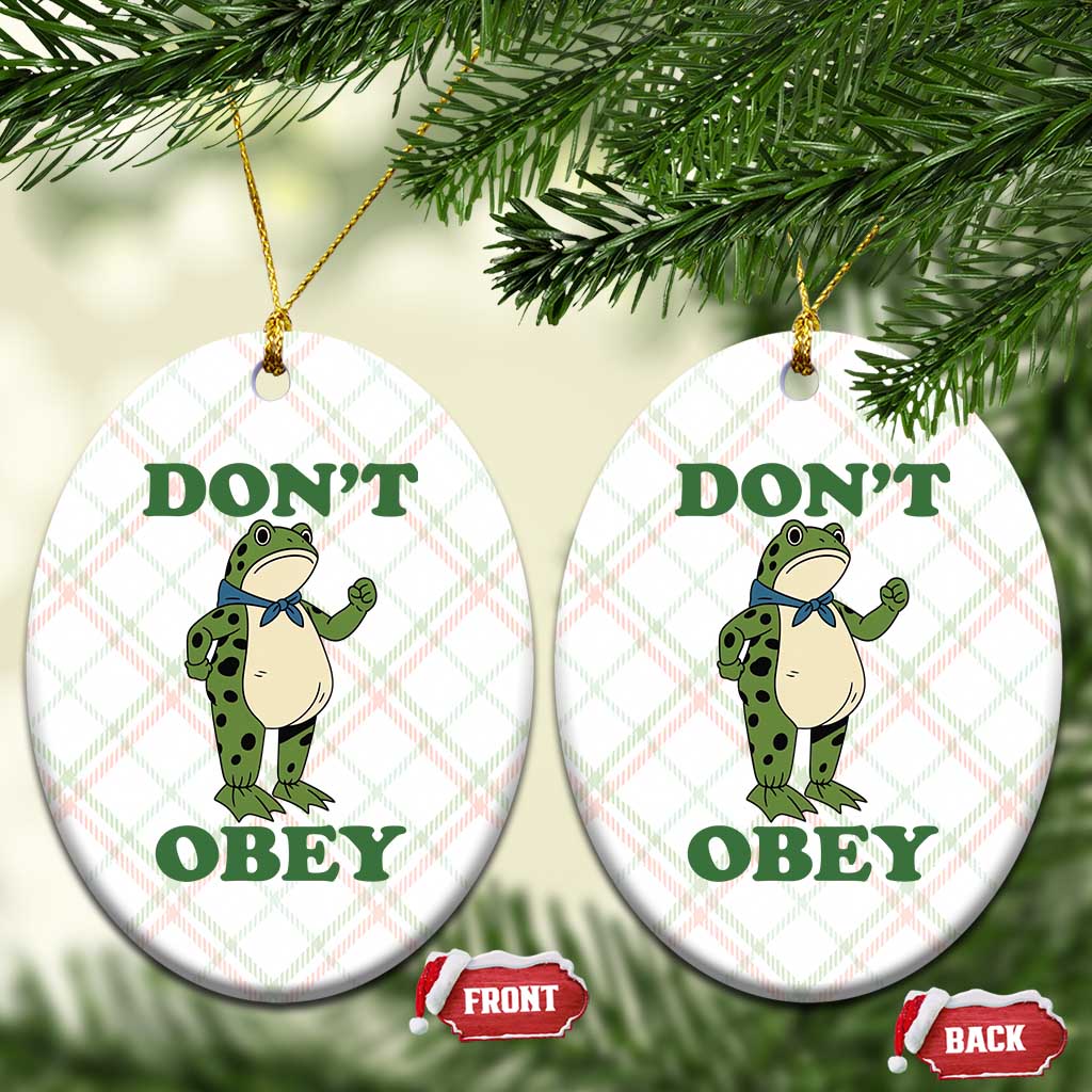 Don't Obey Portland Frog Ceramic Ornament Resist Inflatable Frogs Protest - Wonder Print Shop