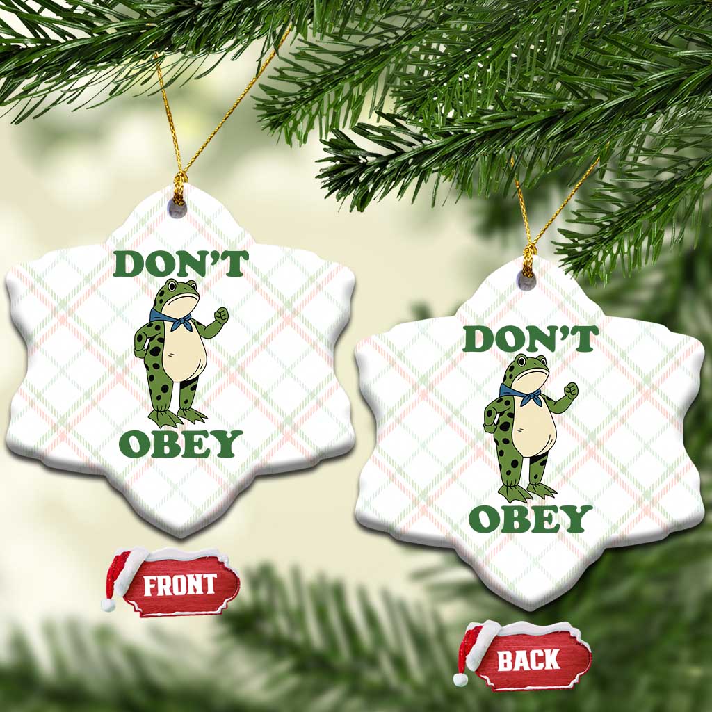 Don't Obey Portland Frog Ceramic Ornament Resist Inflatable Frogs Protest - Wonder Print Shop