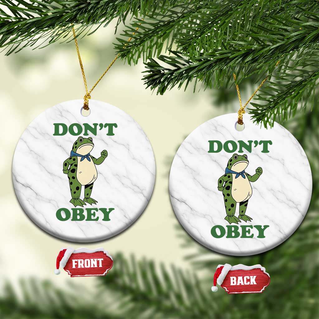 Don't Obey Portland Frog Ceramic Ornament Resist Inflatable Frogs Protest - Wonder Print Shop
