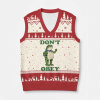 Don't Obey Portland Frog V-Neck Knit Sweater Vest Resist Inflatable Frogs Protest - Wonder Print Shop