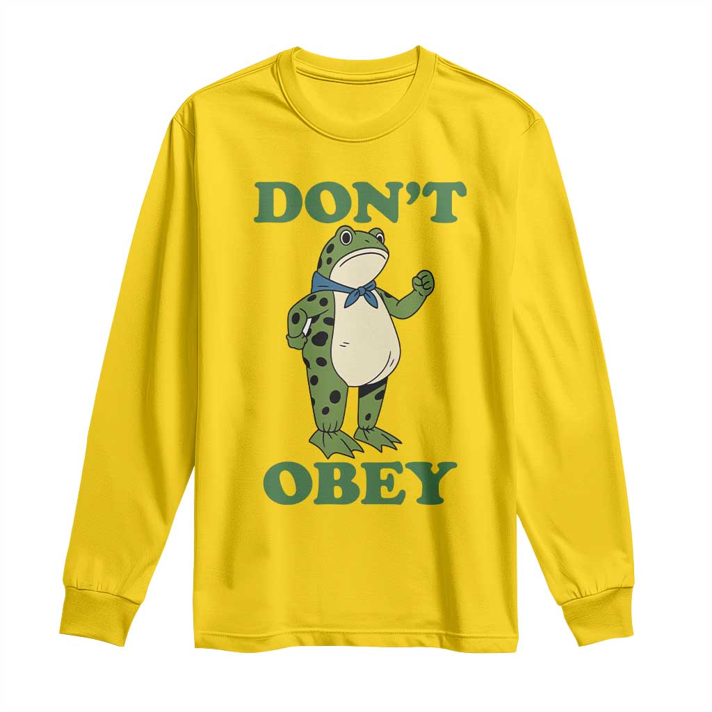 Don't Obey Portland Frog Long Sleeve Shirt Resist Inflatable Frogs Protest - Wonder Print Shop