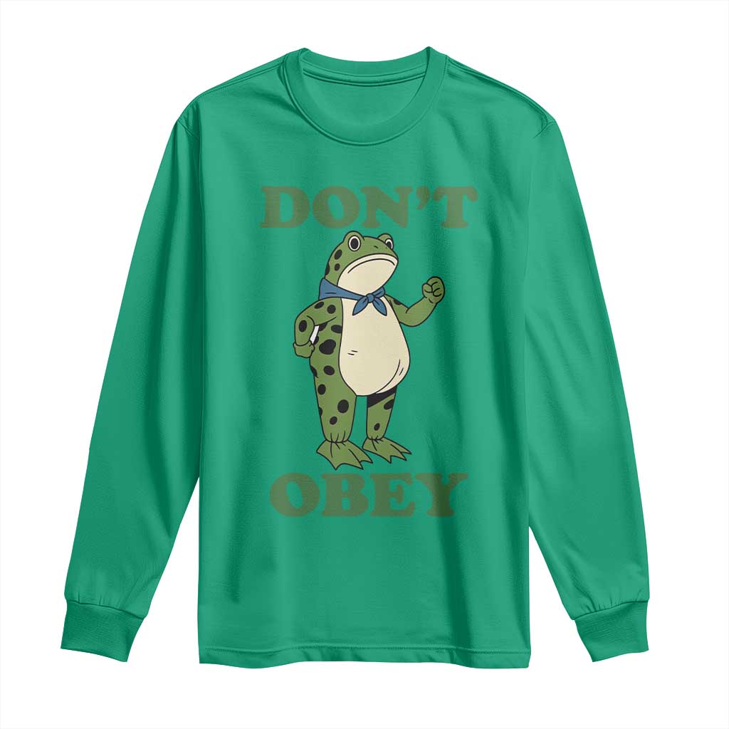 Don't Obey Portland Frog Long Sleeve Shirt Resist Inflatable Frogs Protest - Wonder Print Shop