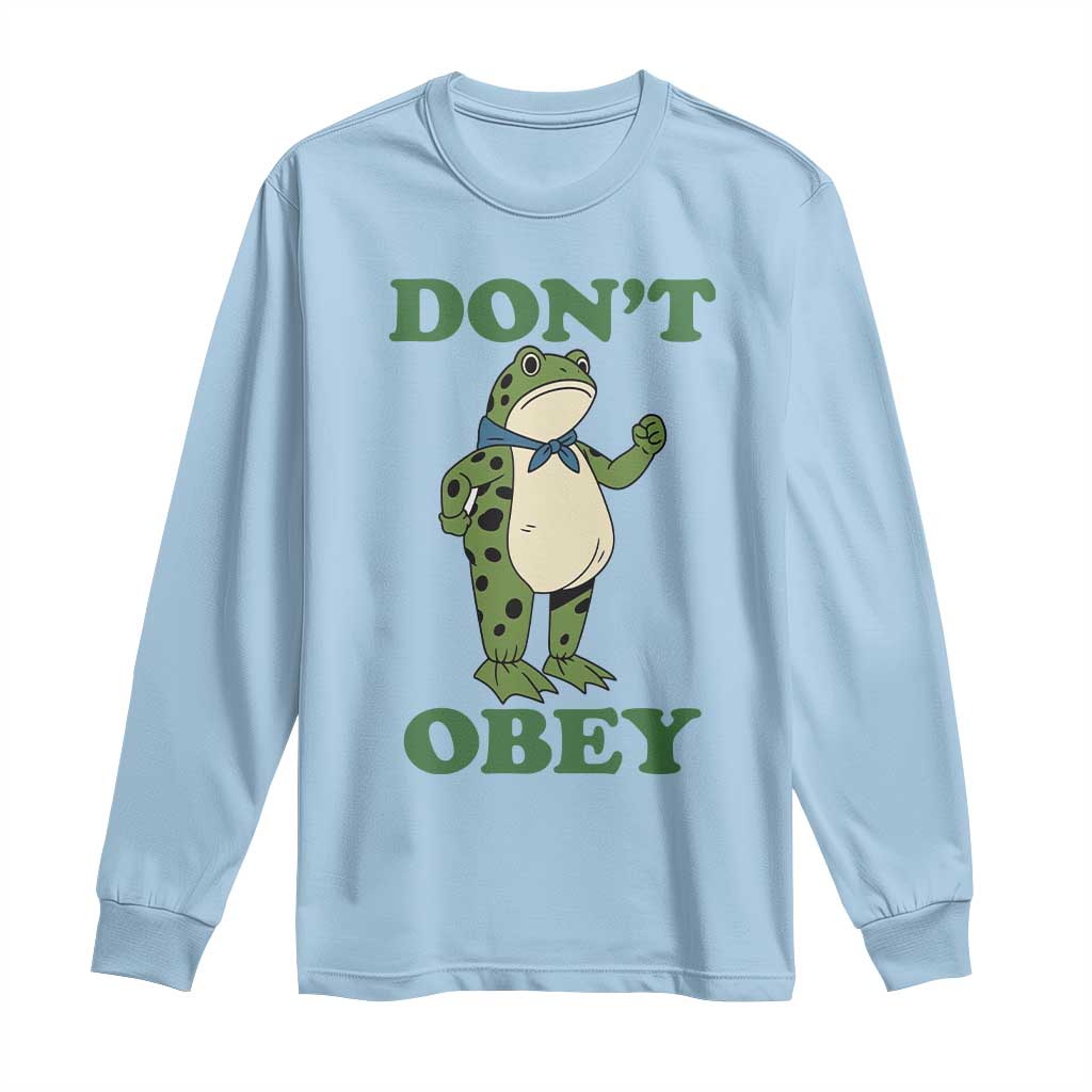 Don't Obey Portland Frog Long Sleeve Shirt Resist Inflatable Frogs Protest - Wonder Print Shop