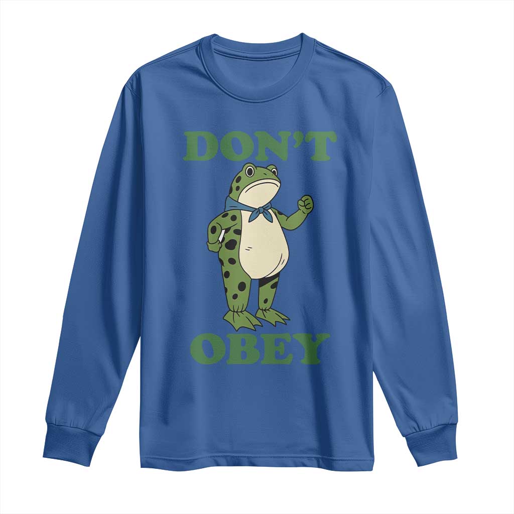 Don't Obey Portland Frog Long Sleeve Shirt Resist Inflatable Frogs Protest - Wonder Print Shop