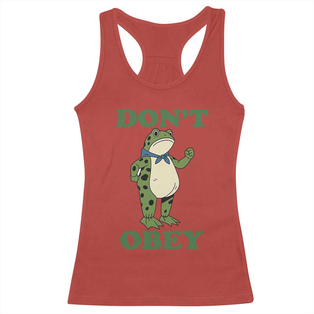 Don't Obey Portland Frog Racerback Tank Top Resist Inflatable Frogs Protest - Wonder Print Shop