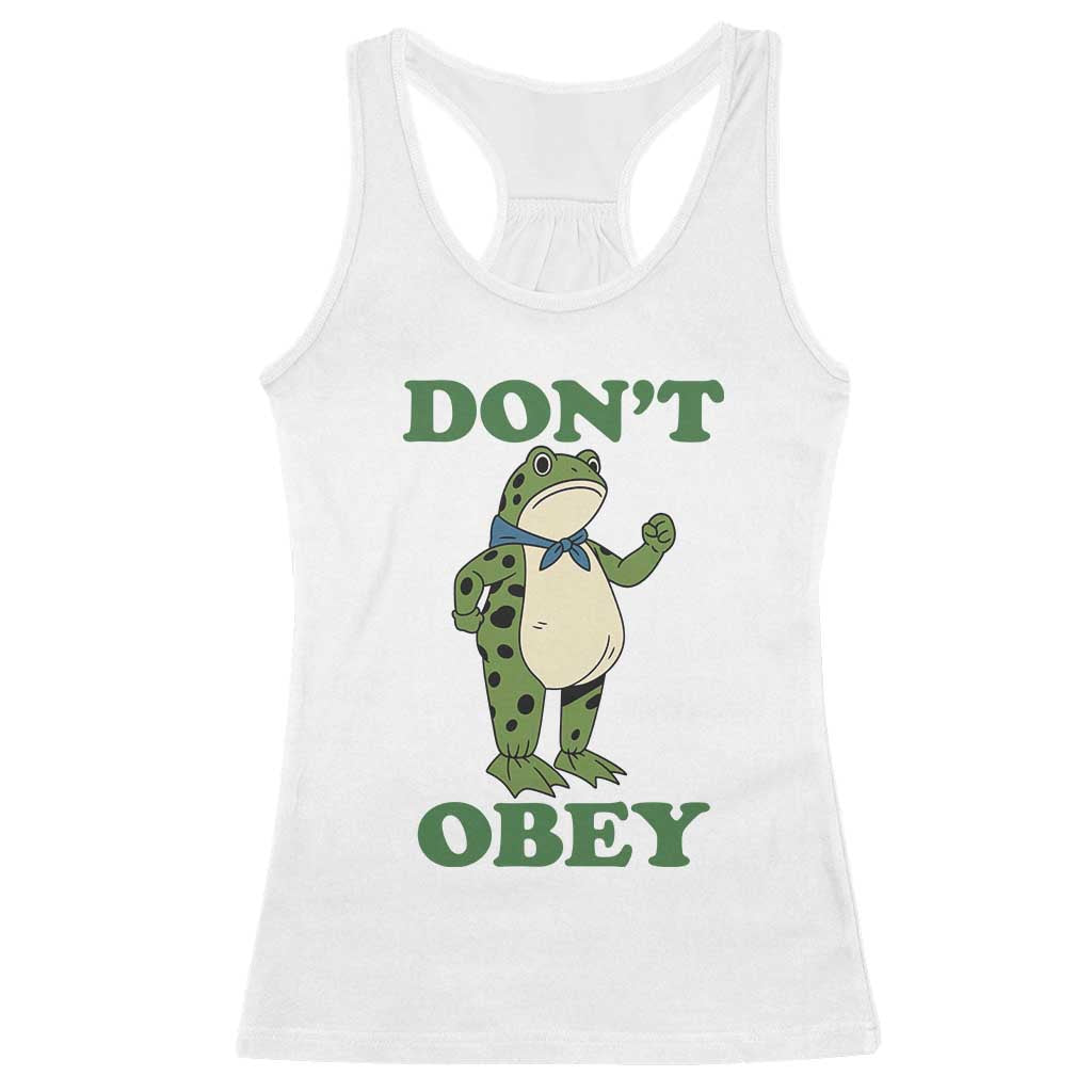 Don't Obey Portland Frog Racerback Tank Top Resist Inflatable Frogs Protest - Wonder Print Shop