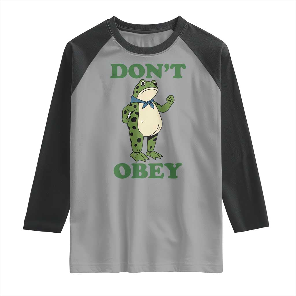 Don't Obey Portland Frog Raglan Shirt Resist Inflatable Frogs Protest - Wonder Print Shop