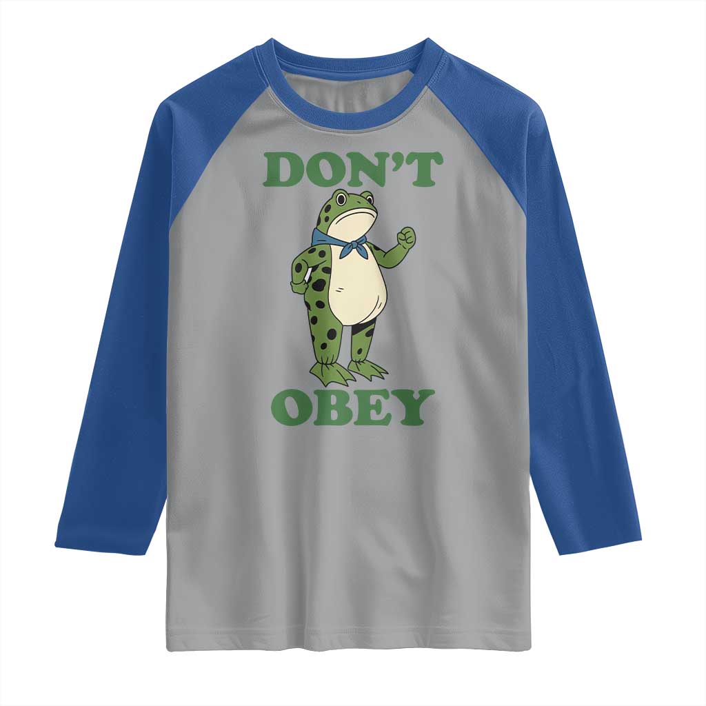 Don't Obey Portland Frog Raglan Shirt Resist Inflatable Frogs Protest - Wonder Print Shop