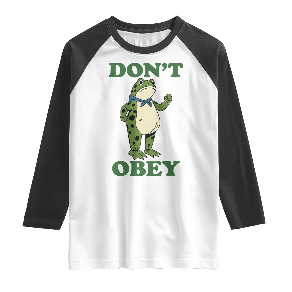 Don't Obey Portland Frog Raglan Shirt Resist Inflatable Frogs Protest - Wonder Print Shop