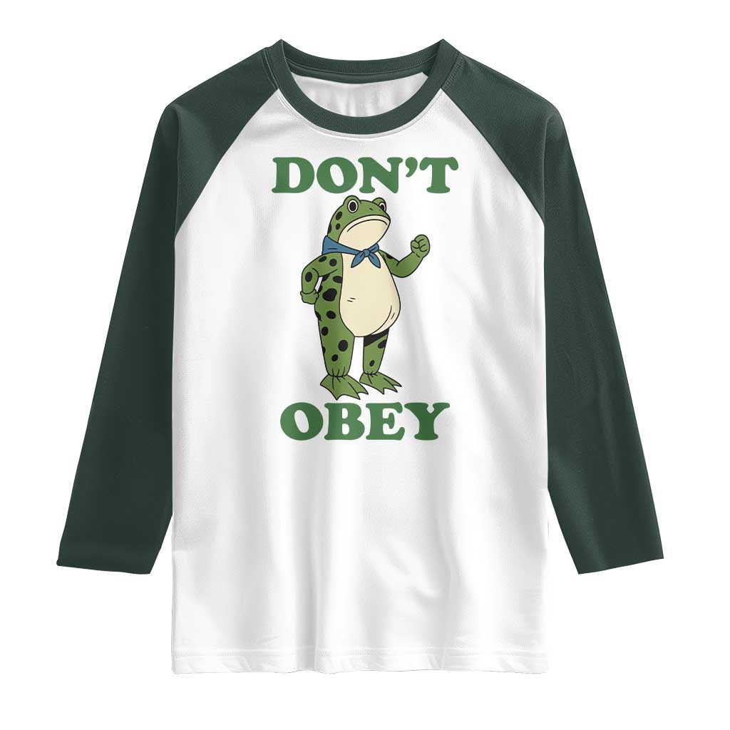 Don't Obey Portland Frog Raglan Shirt Resist Inflatable Frogs Protest - Wonder Print Shop