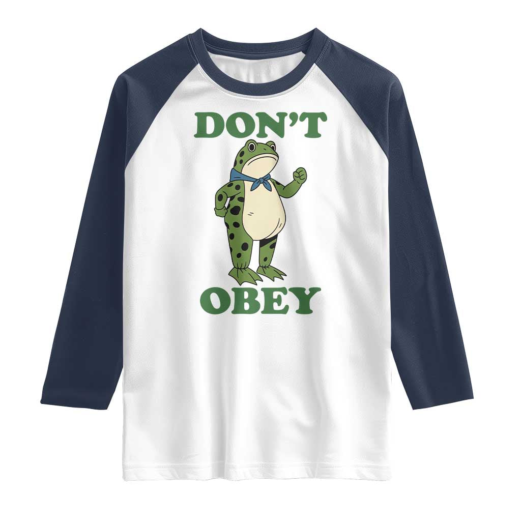 Don't Obey Portland Frog Raglan Shirt Resist Inflatable Frogs Protest - Wonder Print Shop