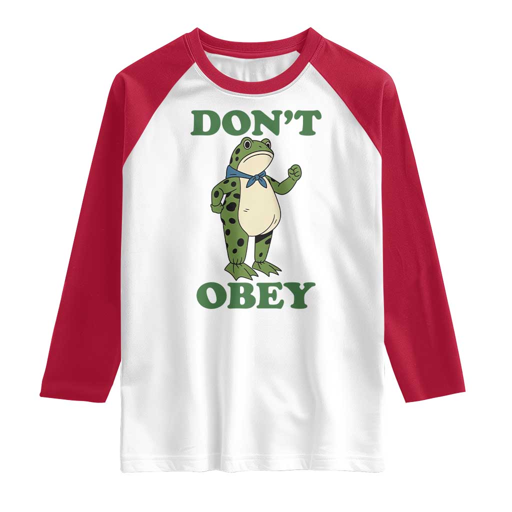 Don't Obey Portland Frog Raglan Shirt Resist Inflatable Frogs Protest - Wonder Print Shop