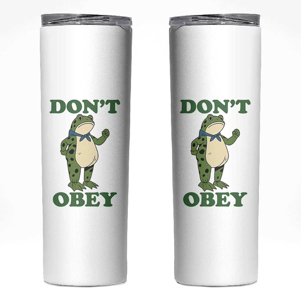 Don't Obey Portland Frog Skinny Tumbler Resist Inflatable Frogs Protest - Wonder Print Shop