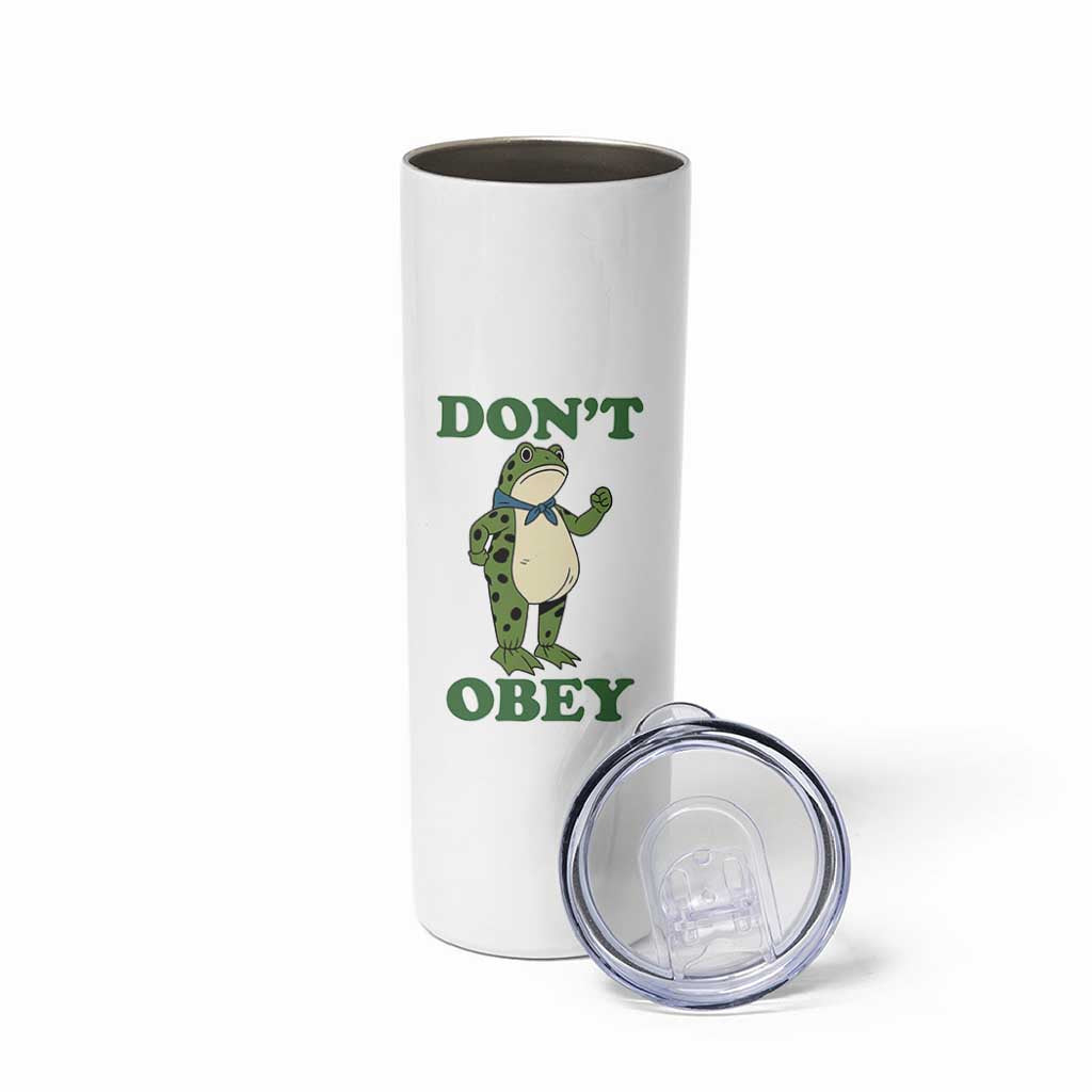 Don't Obey Portland Frog Skinny Tumbler Resist Inflatable Frogs Protest - Wonder Print Shop