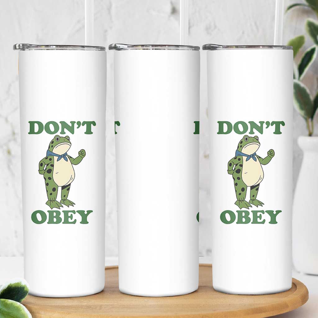 Don't Obey Portland Frog Skinny Tumbler Resist Inflatable Frogs Protest - Wonder Print Shop