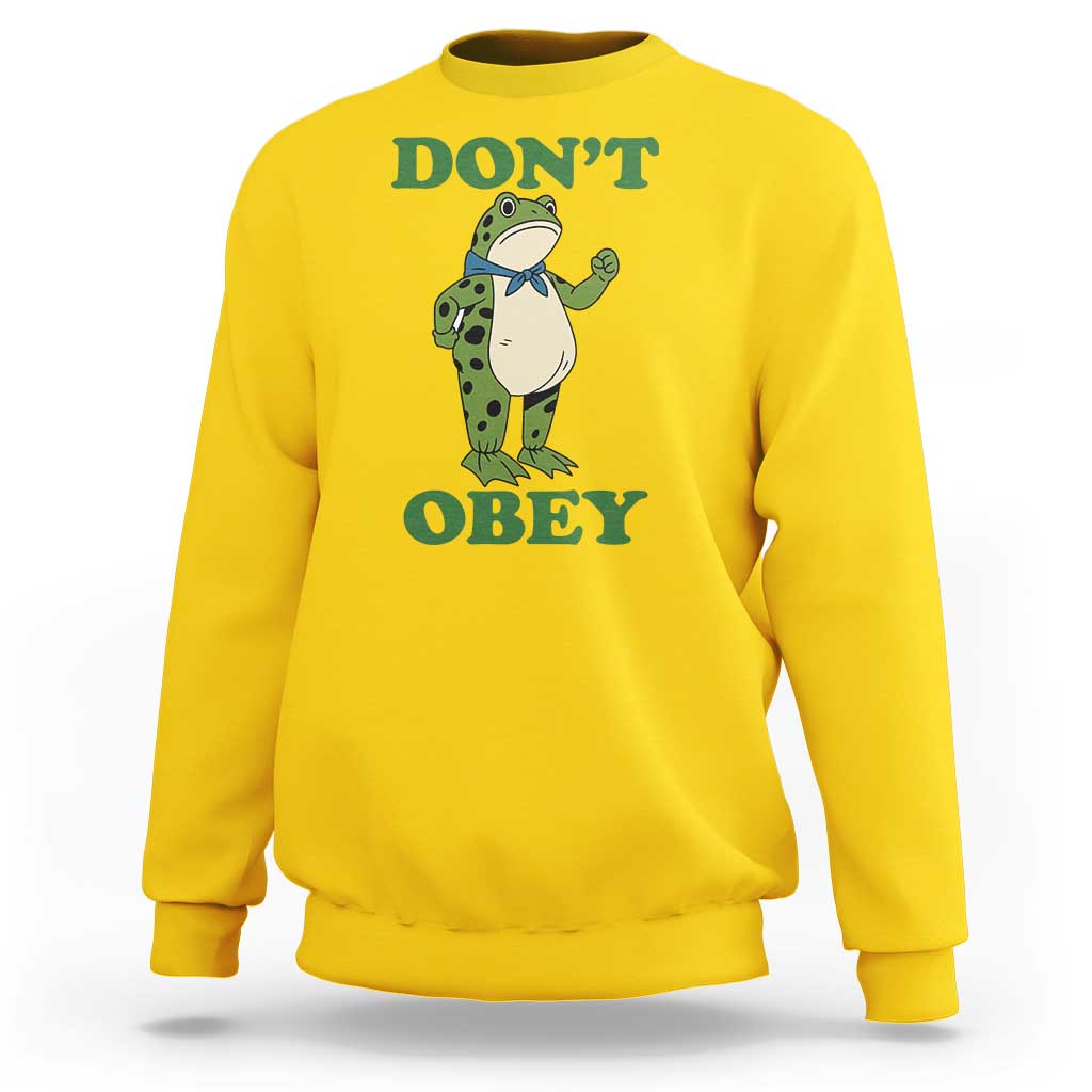 Don't Obey Portland Frog Sweatshirt Resist Inflatable Frogs Protest - Wonder Print Shop