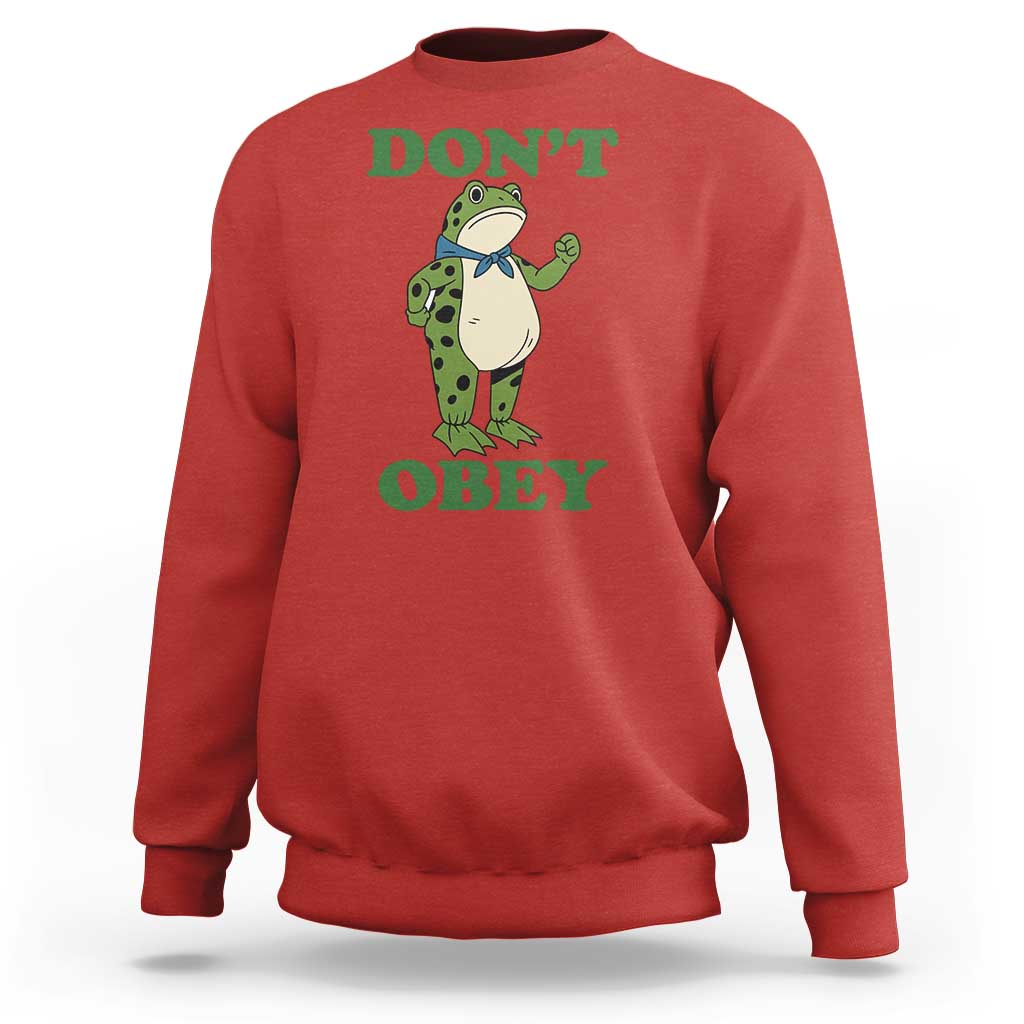 Don't Obey Portland Frog Sweatshirt Resist Inflatable Frogs Protest - Wonder Print Shop