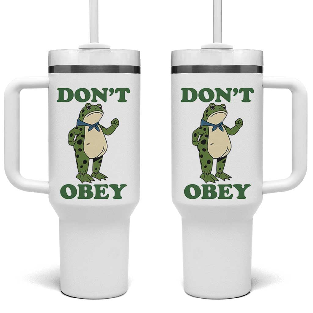 Don't Obey Portland Frog Tumbler With Handle Resist Inflatable Frogs Protest - Wonder Print Shop