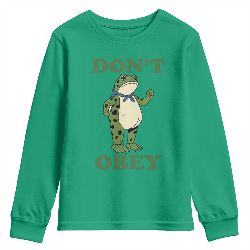 Don't Obey Portland Frog Youth Sweatshirt Resist Inflatable Frogs Protest - Wonder Print Shop