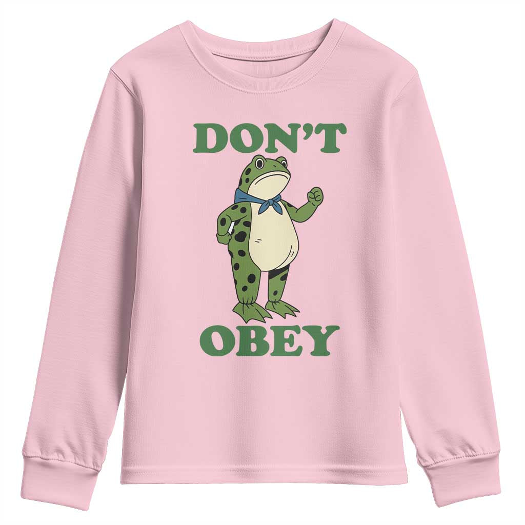Don't Obey Portland Frog Youth Sweatshirt Resist Inflatable Frogs Protest - Wonder Print Shop