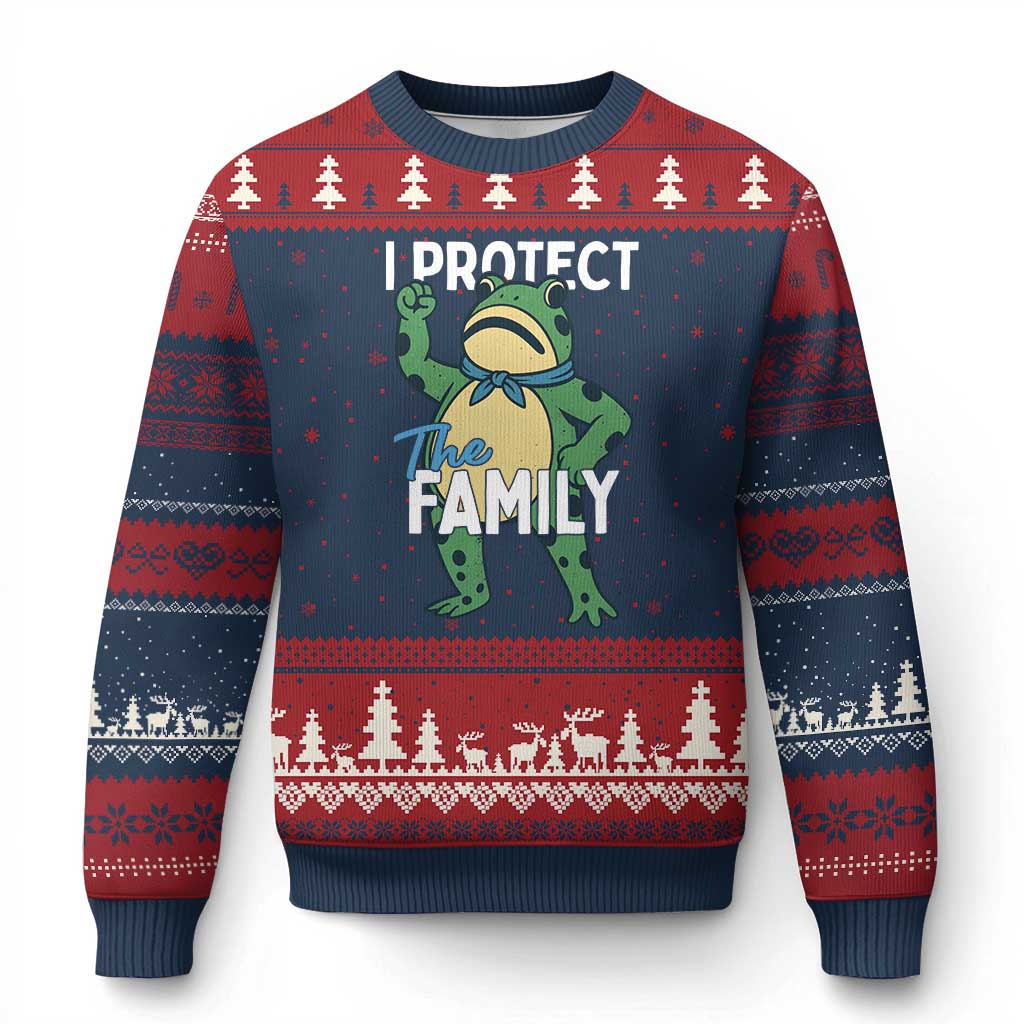 Activist Portland Frog Ugly Christmas Sweater I Protect the Family Protest Statement - Wonder Print Shop
